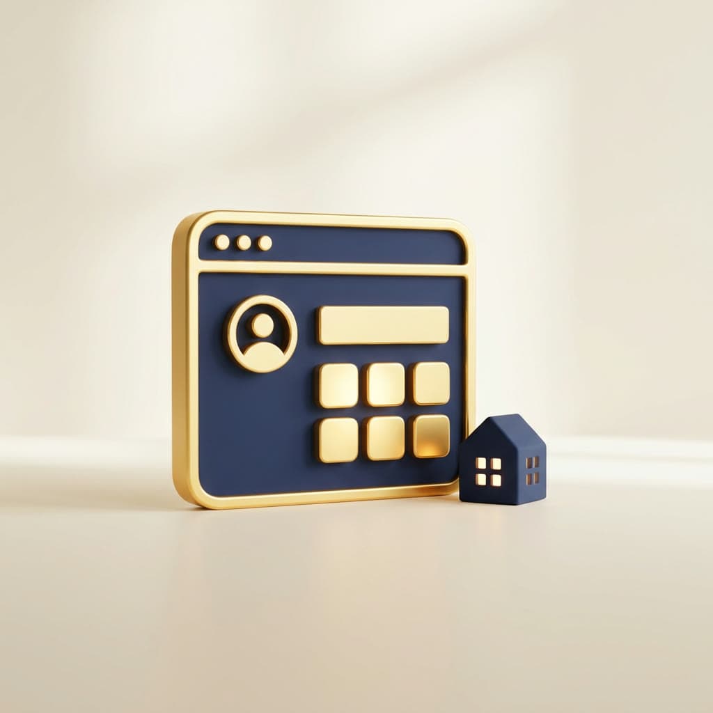 A realtor’s branded concierge page rendered as a gold and navy object